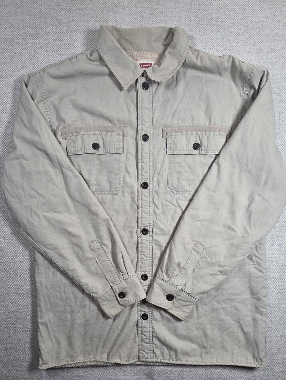 Levi's Men's Sherpa-Lined Canvas Worker Shirt Jacket - Size Large